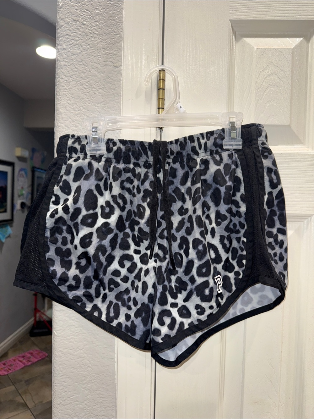 PINK Victoria's Secret Black & White Leopard Athletic Shorts